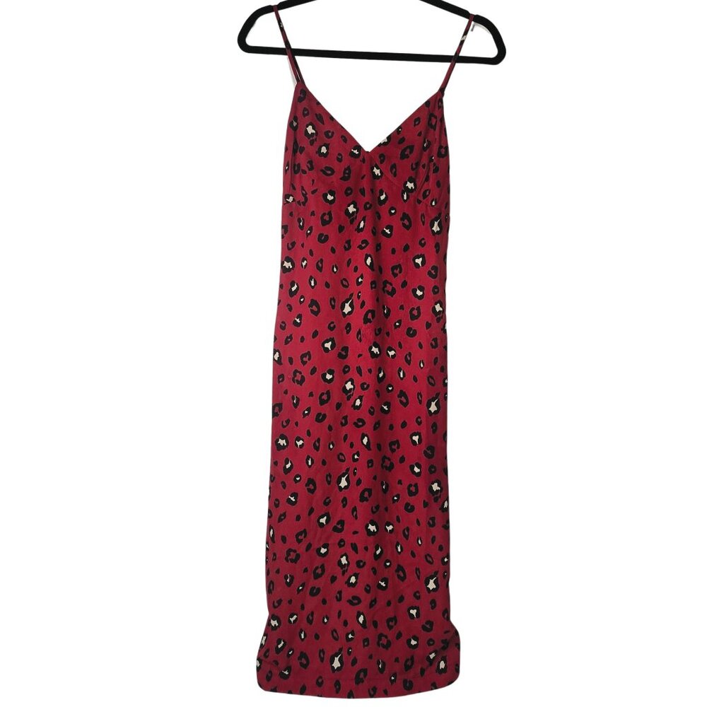 Y2K Glam Red Leopard Slip Dress. The Good Jane | NWT XS Midi Sleeveless